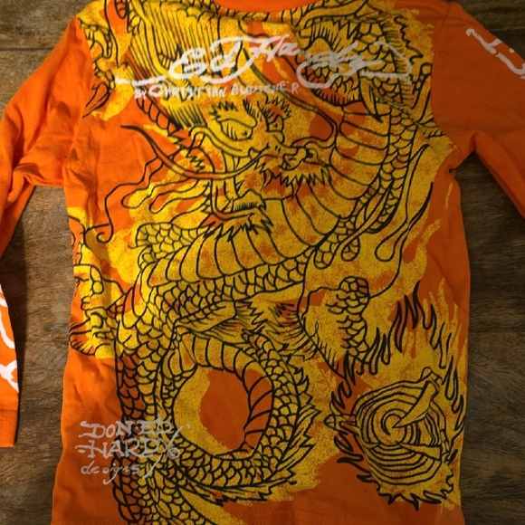 Ed Hardy Orange Dragon Long Sleeve Tee - Picture 3 of 3